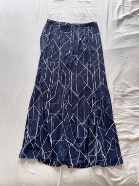 Banana Republic Navy Maxi Skirt with Pink and Light Blue Abstract Lines
